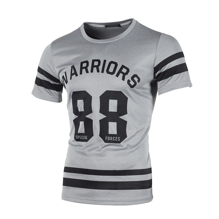 Men's New Fashion Sports Fitness T-shirt Men's Letter Round Neck Short Sleeve T-shirt